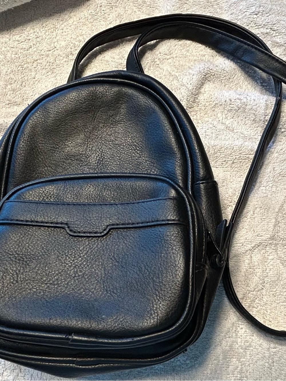 Backpack Purse Zipper Black Faux Leather Womens Girls